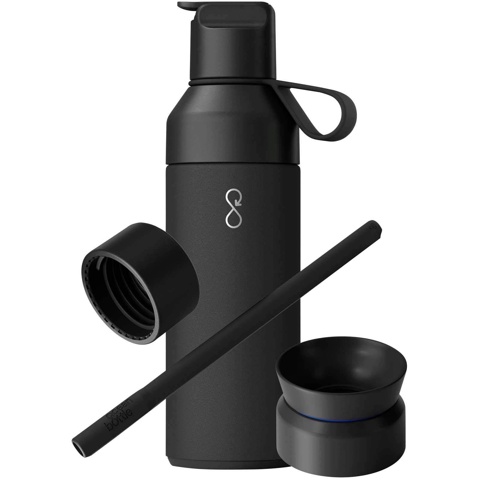 Ocean Bottle 500 ml darčeková sada 3 v 1, čierna Obsidian