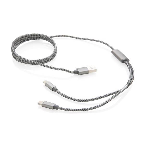 Opletený kabel 3 v 1, šedá Opletený kabel 3 v 1, šedá
