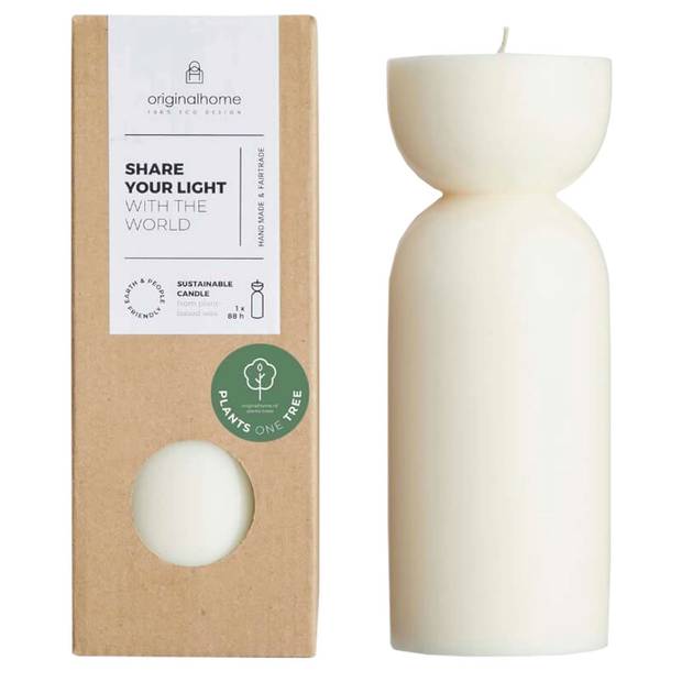 Originalhome bio sviečka strednej veľkosti, biela Creme Originalhome bio sviečka strednej veľkosti, biela Creme