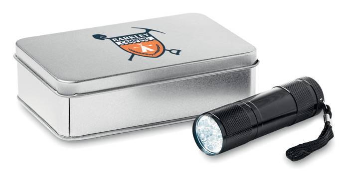 ORIK hliníková baterka s 9 LED diodami, černá