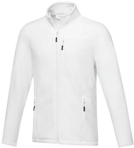 Pánská recyklovaná celorozepínací fleecová bunda GRS Amber, bílá, XS