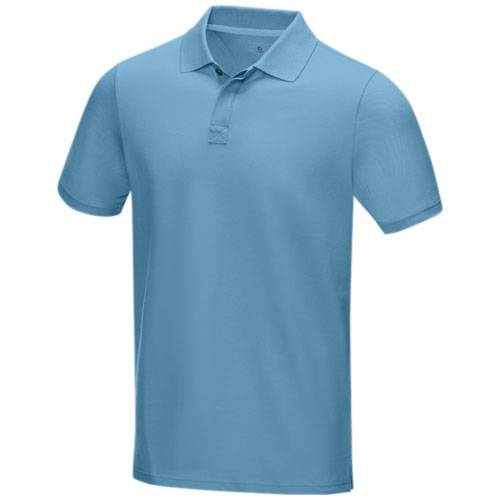 Pánske organické polo tričko GOTS s krátkym rukávom, svetlomodrá, M