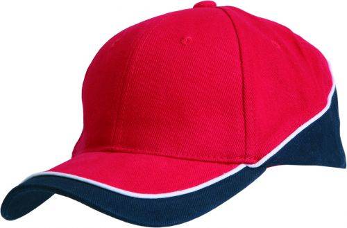 PASCAL šesťpanelová šiltovka, červená a tmavo modrá