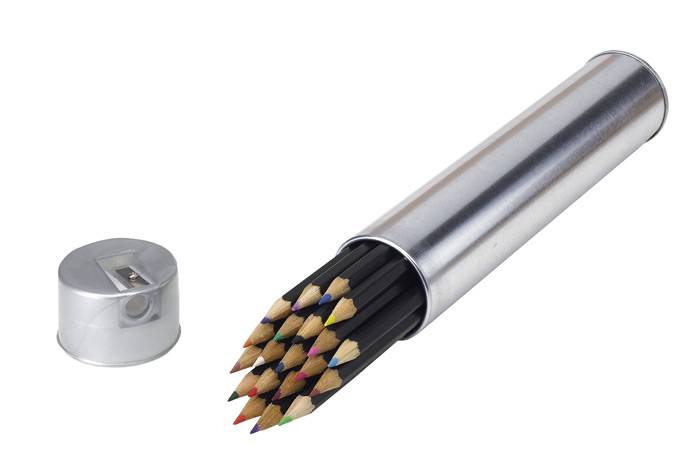 Pastelky, 20 ks v kovovom púzdre, strieborná