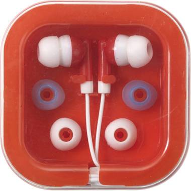 PEPA slúchadlá s náhradnými gumičkami v plastovej krabičke, červená