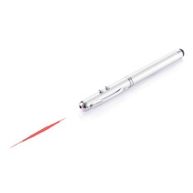 PERO 4 v 1 multifunkčné pero so stylusom a laserovým ukazovátkom, strieborná