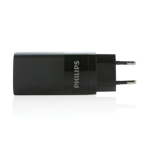Philips 65W ultra rychlá PD 3-portová USB stěnová nabíječka, černá Philips 65W ultra rychlá PD 3-portová USB stěnová nabíječka, černá