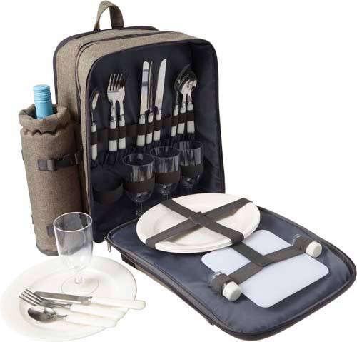 Piknikový batoh pre 4 osoby, 600D, sivá