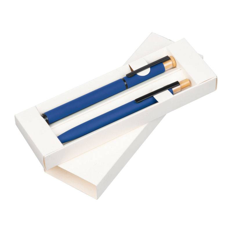 Písacia sada recyklovaných hliníkových pier, modrá