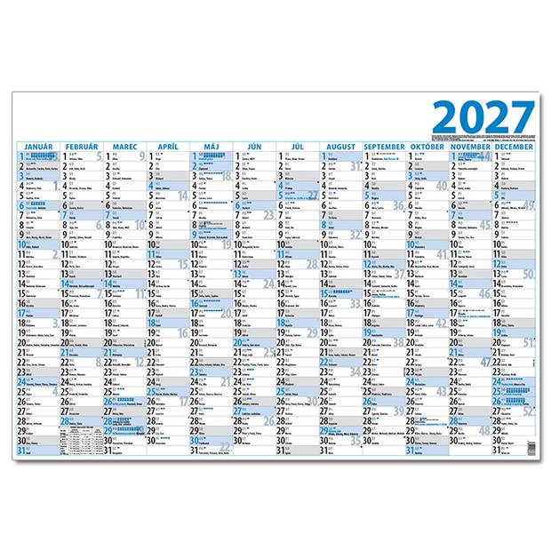 Plánovací jednolistový kalendár 2027 Plánovací jednolistový kalendár 2027