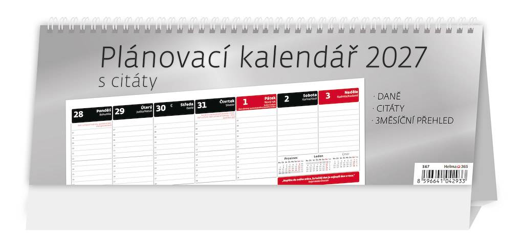 Plánovací kalendář s citáty