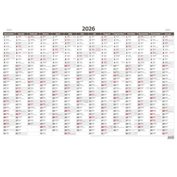 Plánovacia ročná mapa A1 - bezobrázková, 2026 Plánovacia ročná mapa A1 - bezobrázková, 2026