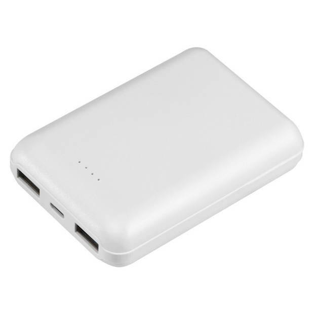 Plastová powerbanka s kapacitou 10000 mAh, biela Plastová powerbanka s kapacitou 10000 mAh, biela