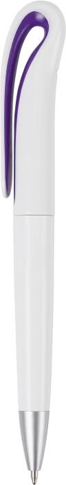 Plastové guľôčkové pero,čierna náplň, biele, fialová