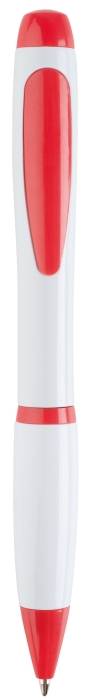 Plastové guľôčkové pero,modrá náplň, schovávací klip, červená