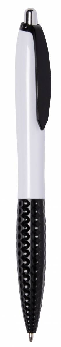 Plastové guľôčkové pero s čiernou náplňou, biele, čierna