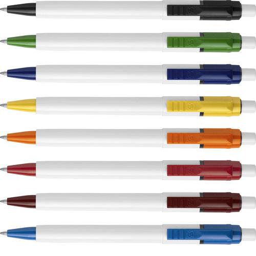 Plastové kuličkové pero Stilolinea Baron, modrá náplň, bílá/žlutá