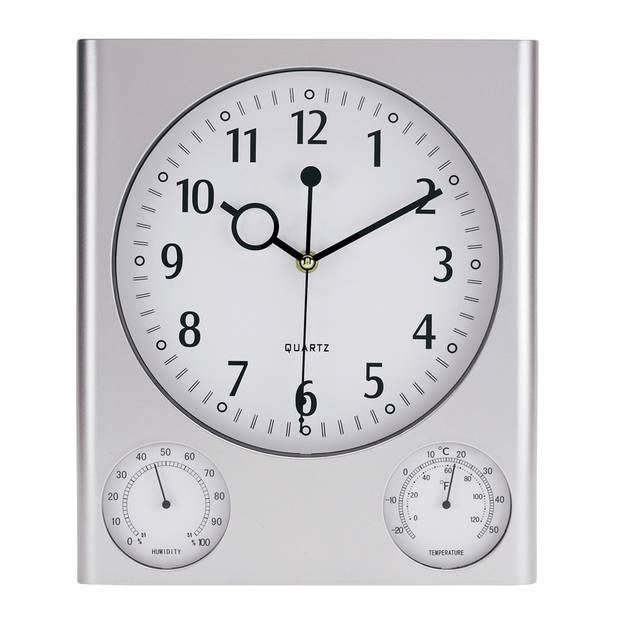 Plastové nástenné hodiny, teplomer, vlhkomer /TURMA/, strieborná Plastové nástenné hodiny, teplomer, vlhkomer /TURMA/, strieborná