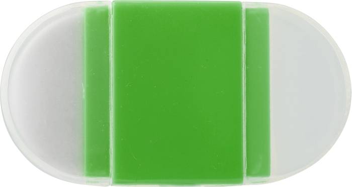 Plastové strúhadlo na ceruzky s gumou, zelená