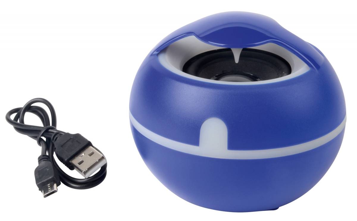 Plastový bezdrôtový reproduktor v tvare gule, modrá