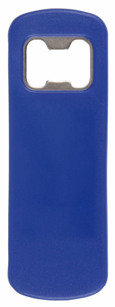 Plastový otvárač na fľaše s veľkým miestom pre potlač, modrý