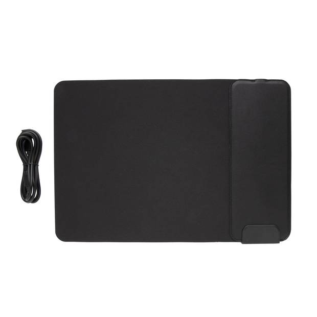 Podložka pod myš s bezdrôtovým nabíjaním 15W, USB porty, čierna Podložka pod myš s bezdrôtovým nabíjaním 15W, USB porty, čierna