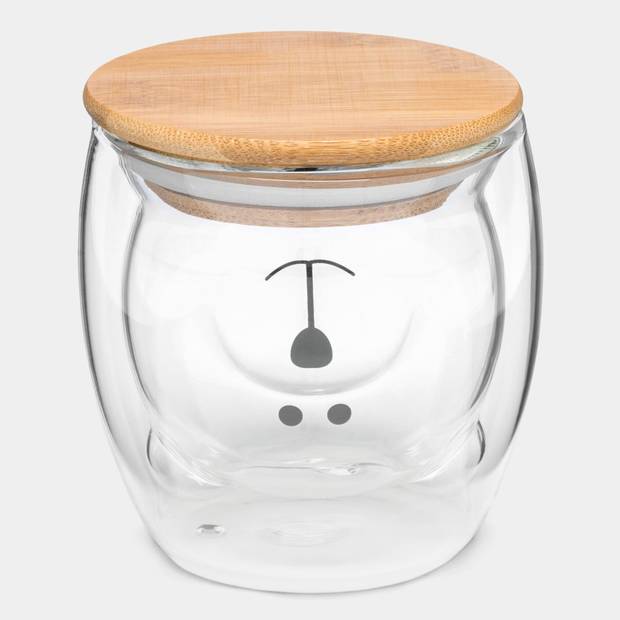 Poháre BAMBOO BEAR, hnedá - transparentná Poháre BAMBOO BEAR, hnedá - transparentná