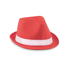 Obrázok ku produktu Polyesterový klobúk s bielym pásikom, červená