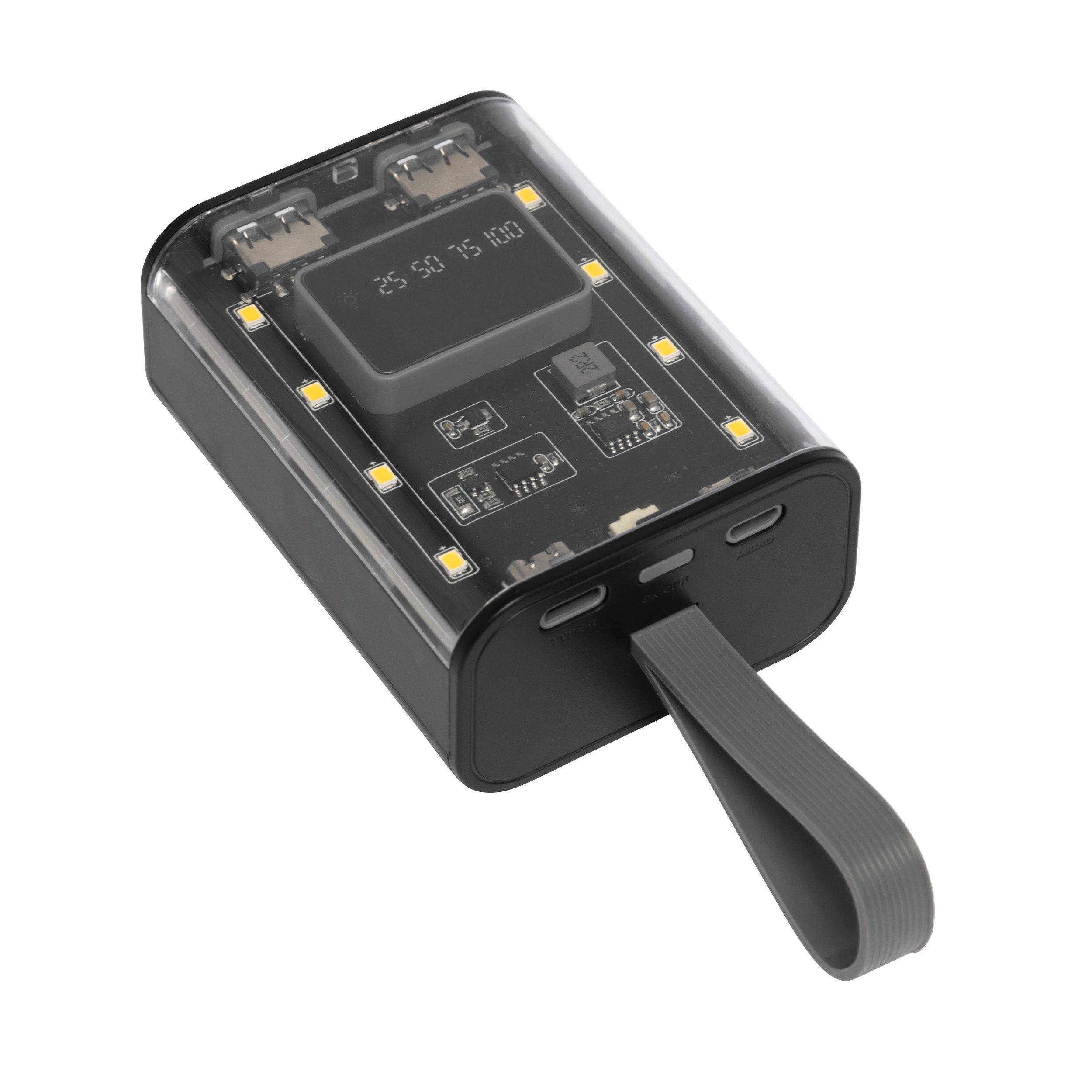 Powerbanka / svietidlo OPEN SOURCE, čierna - transparentná