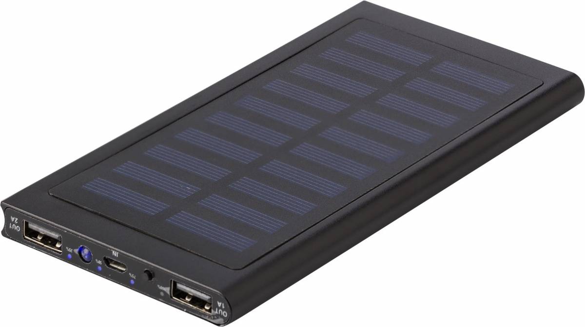 POZALA hliníková solární POWERBANK 8000 mAh, černá