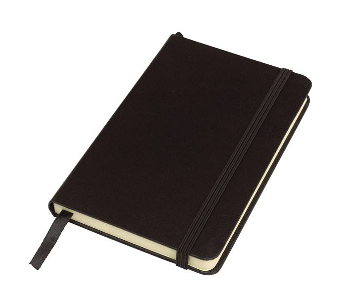 Poznámkový blok s gumičkou, A6, čierna