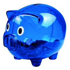Obrázok ku produktu PRASIATKO plastová pokladnička, modrá