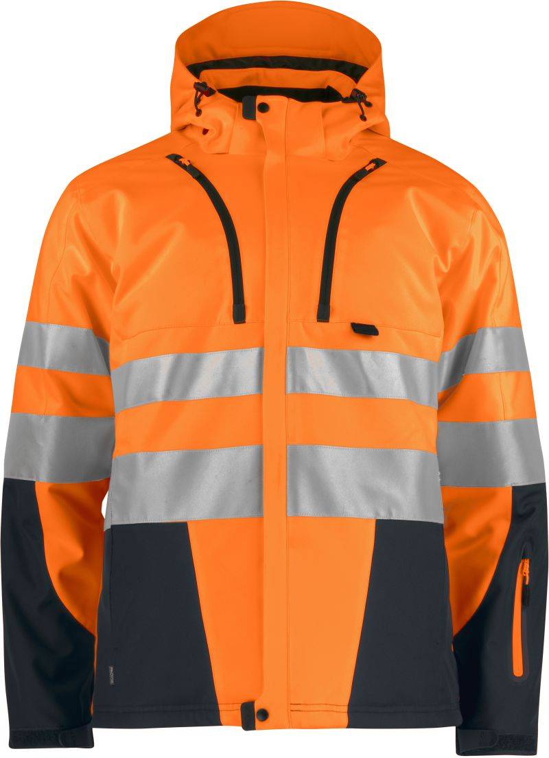 ProJob|6420 Padded Softshell, 3vrstv.bezp.softshell bunda, oranžová Hi Vis-čierna, XS