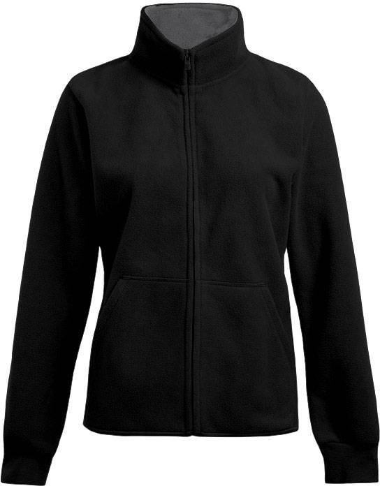 Promodoro|7985, Dámska dvojitá flís.bunda, čierna-sivá Light, L