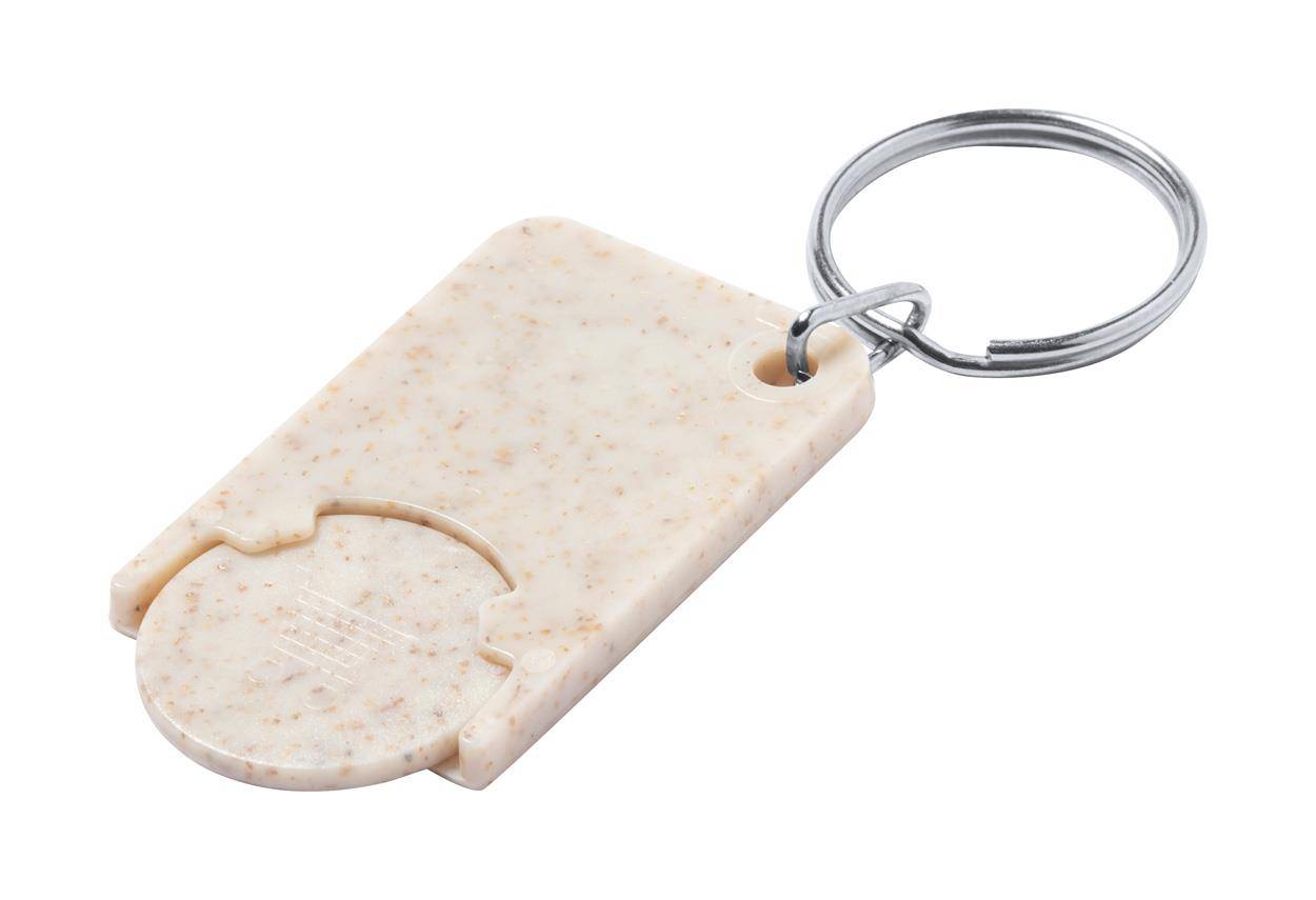 Prook prívesok na kľúče so žetónom do vozíka, hnedá prírodná  