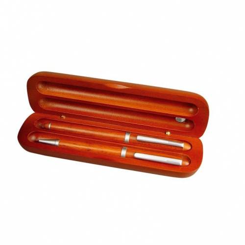 Psací souprava, kuličkové pero a plnící pero, modrá náplň, v pouzdře