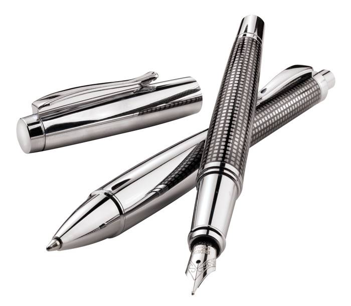 Psací souprava, kuličkové pero a plnící pero v dárkové krabičce