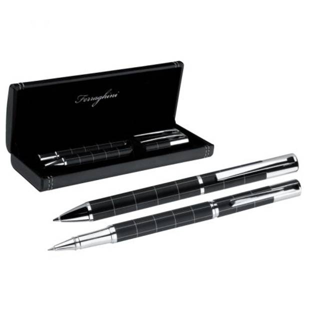 Psací souprava, kuličkové pero a roller v dárkovém balení, černá Psací souprava, kuličkové pero a roller v dárkovém balení, černá