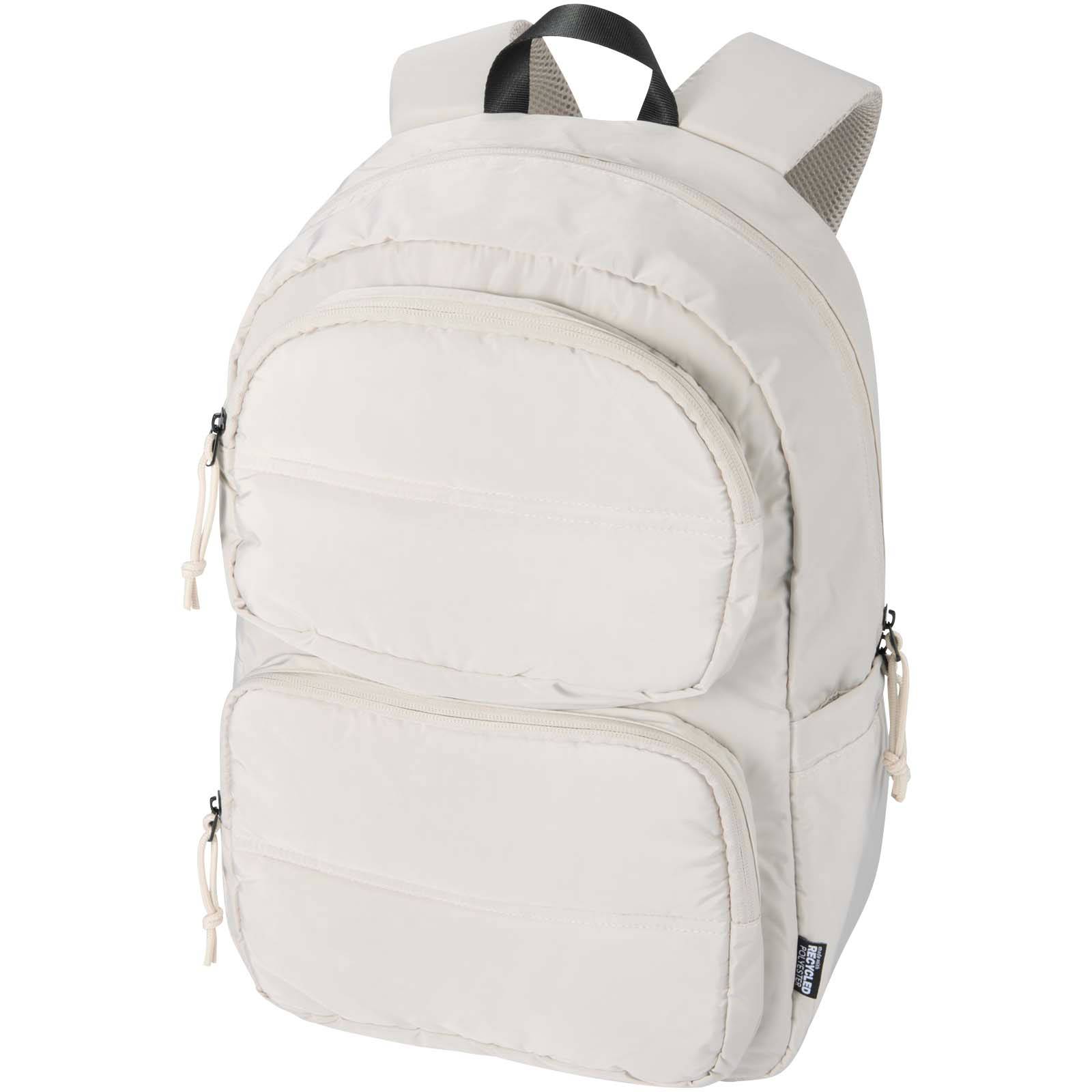 Puffer batoh na notebook veľkosti 15,6″ z recykl. GRS, 18 l, hnedá Sand