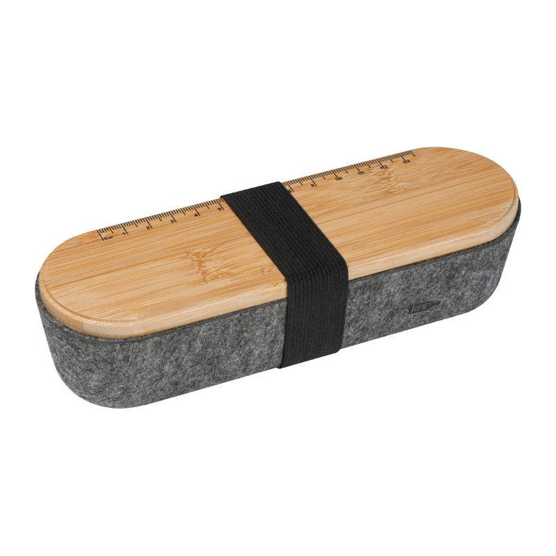 Puzdro na písacie potreby, sivá - hnedá 