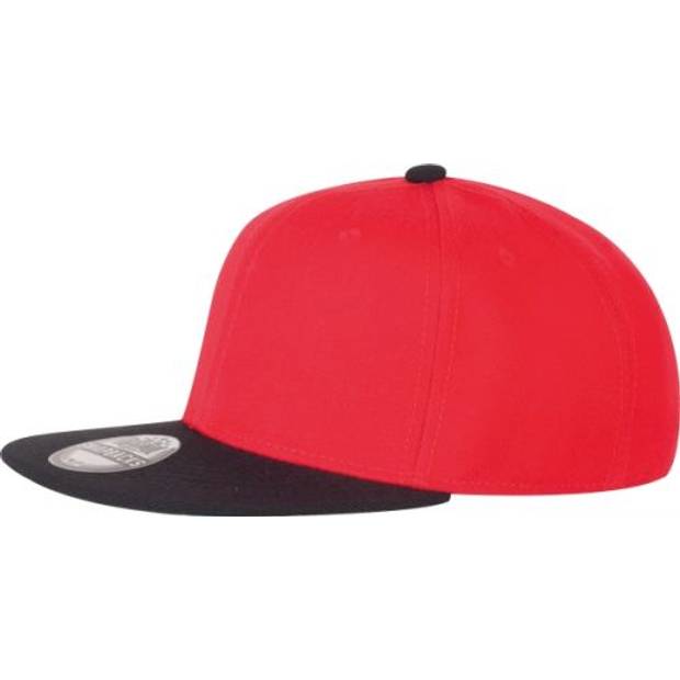 RARAKU Šestipanelová čepice s rovným kšiltem, červená a černá RARAKU Šestipanelová čepice s rovným kšiltem, červená a černá