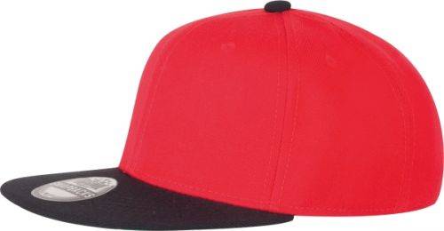 RARAKU Šesťpanelová čiapka s rovným šiltom, červená a čierna
