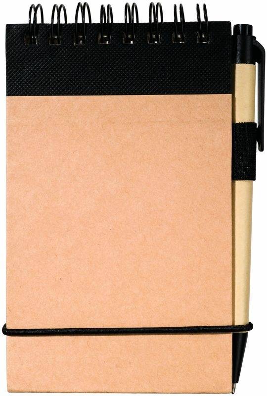 Recyklovaný blok s perom, čierna