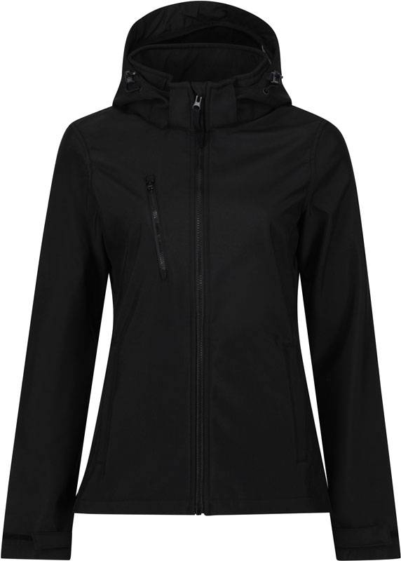 Regatta|TRA702, Dámska 3vrstv.softshell bunda s kapuc."Venturer", čierna-čierna, 10_S