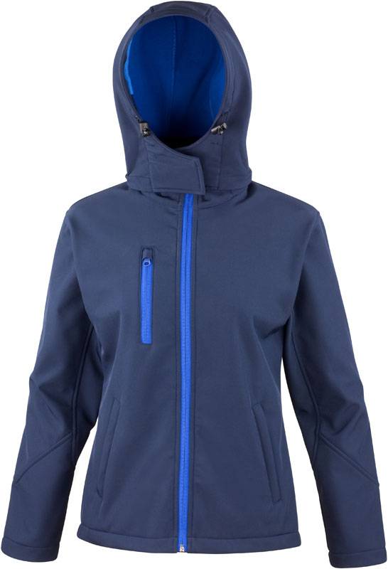 Result Core|R230F, Dámska 3vrstv.softshell bunda s kapuc., modrá Navy-modrá Royal, XS