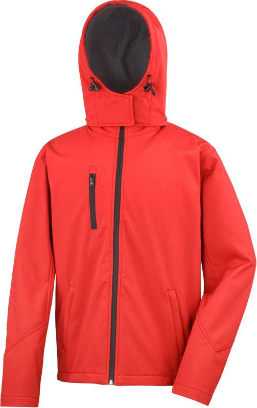 Result Core|R230M, Pánska 3vrstv.softshell bunda s kapuc., červená-čierna, XL