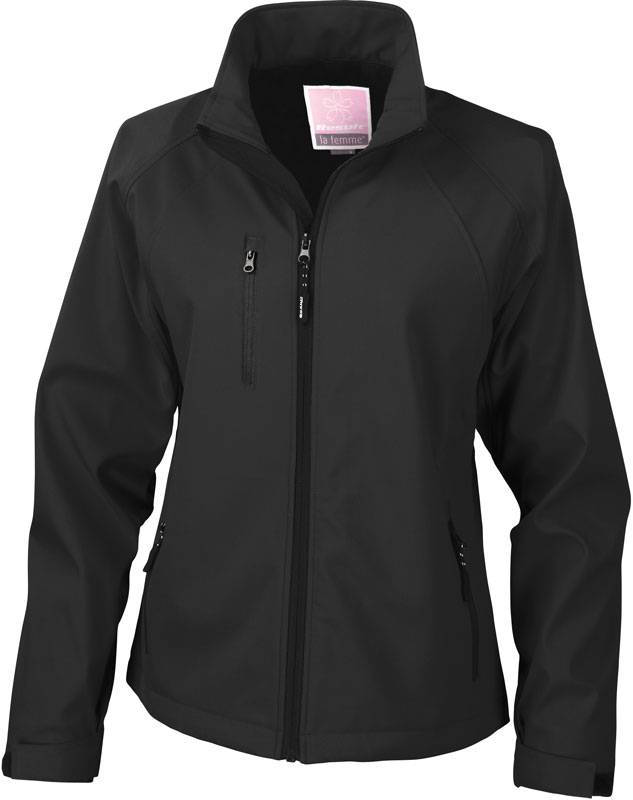 Result|R128F, Dámska 2vrstv.softshell bunda, čierna, XS