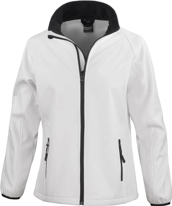 Result|R231F, Dámska 2vrstv.softshell bunda "Printable", biela-čierna, XXL