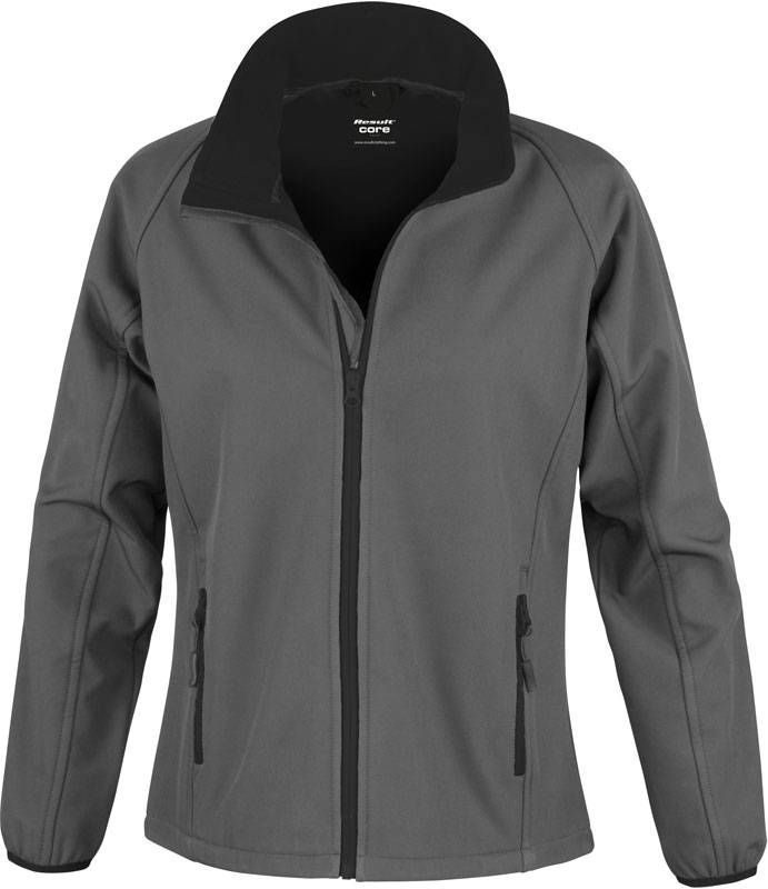 Result|R231F, Dámska 2vrstv.softshell bunda "Printable", sivá Charcoal-čierna, XS