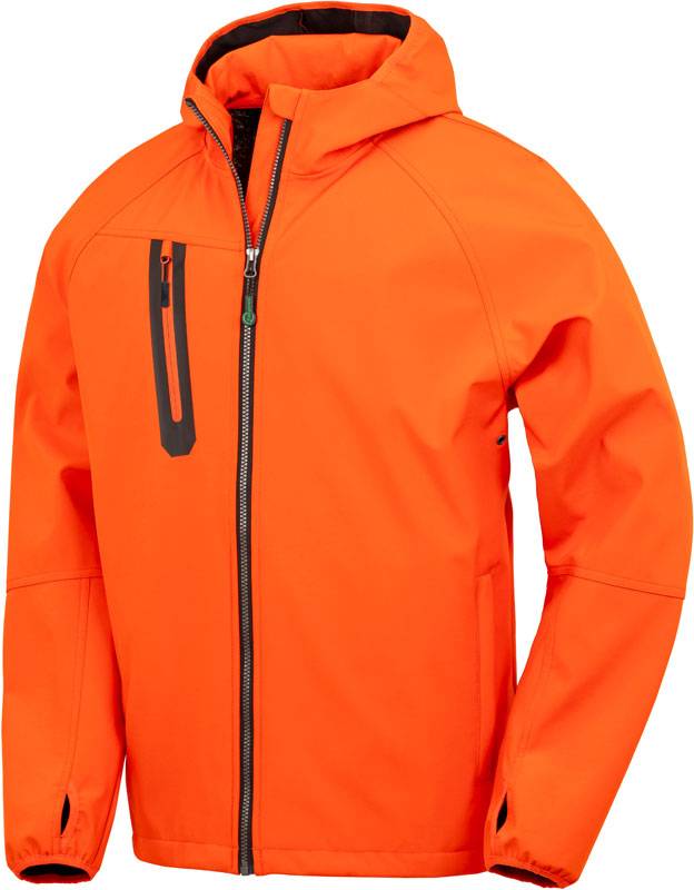 Result Recycled|R 909X, Unisex 3vrstv.softshell bunda s kapuc., oranžová-modrá Navy, M